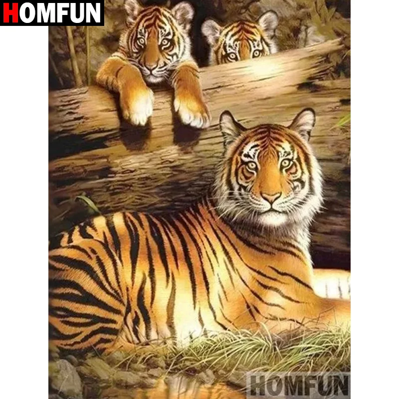

Алмазная 5D картина HOMFUN «сделай сам», полноразмерная Вышивка крестиком, «Тигр», украшение для дома, подарок