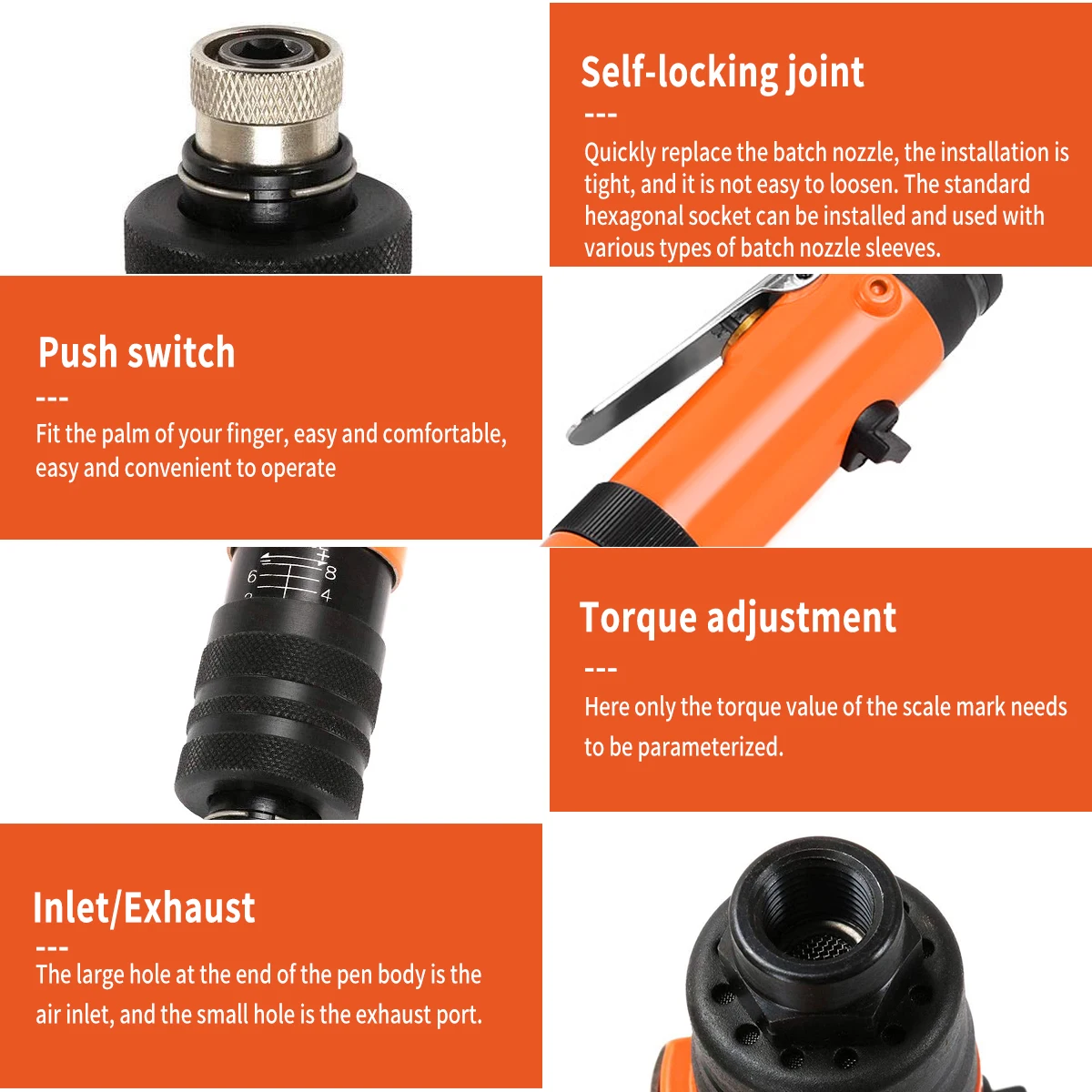 Фото Straight Shank Pneumatic Air Screwdriver with Double-headed Screwdriver  Torque Control Pneumatic Tools №5