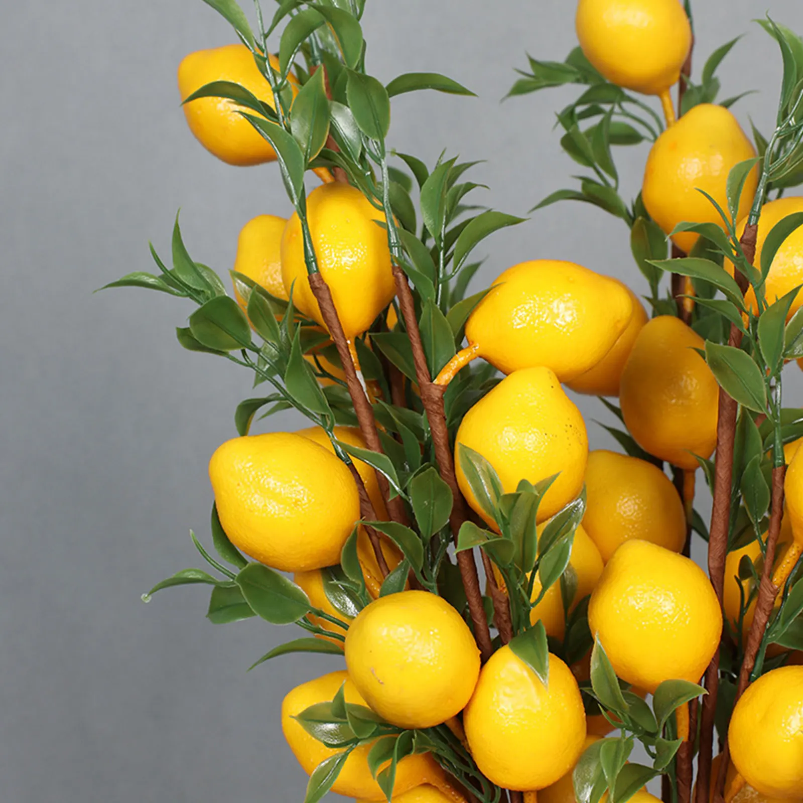 Лимонная ветка с 5 головками 65 см Искусственное растение для домашнего декора