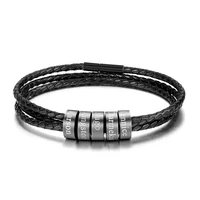 dascusto custom mens braided leather bracelet fathers day gift anniversary gift for boyfriend husband custom beads charm for men