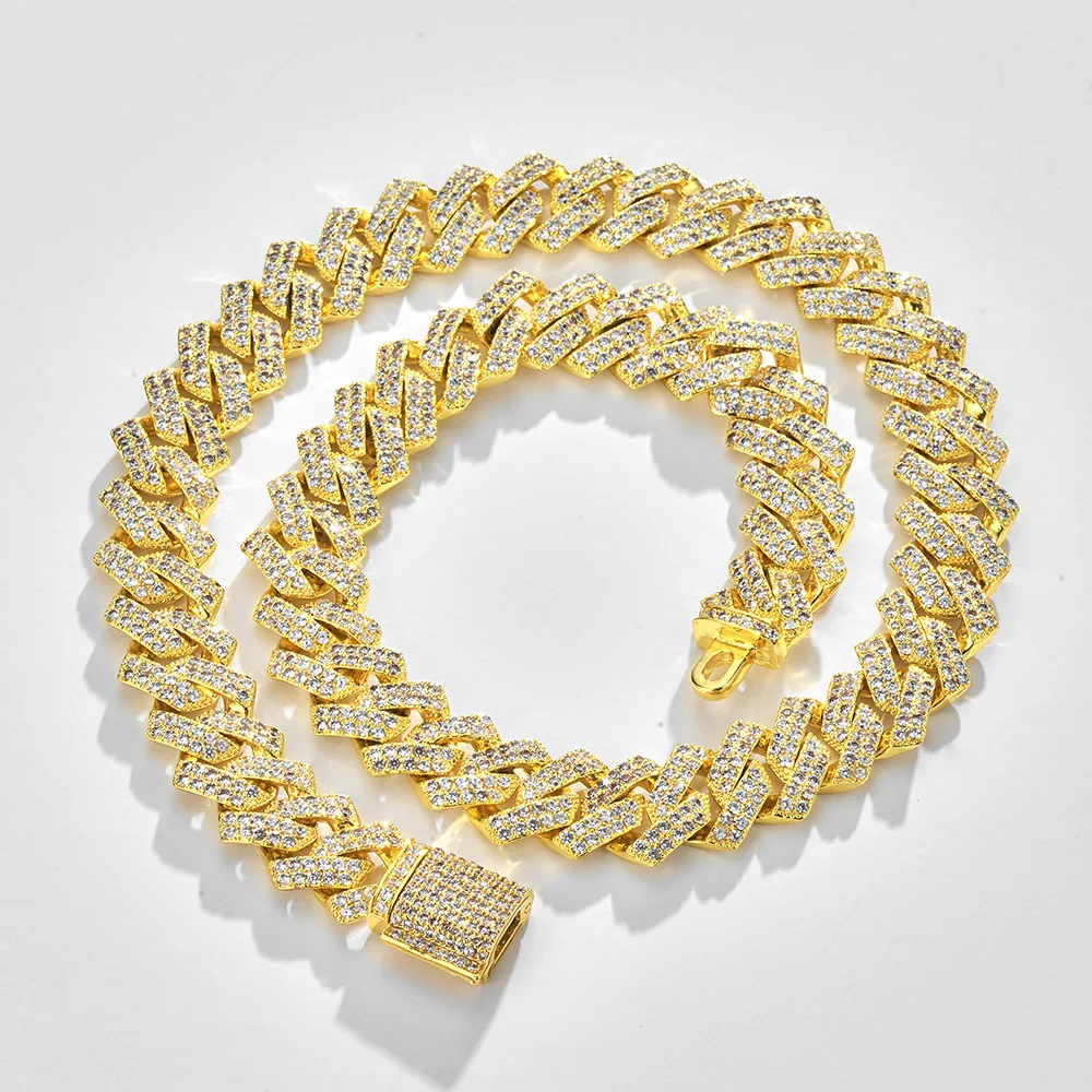 

Trendy Hip Hop Style Diamond Gold Pink White Necklaces Chain Stitching For Women Men Fashion Jewelry Accessories Party Gift