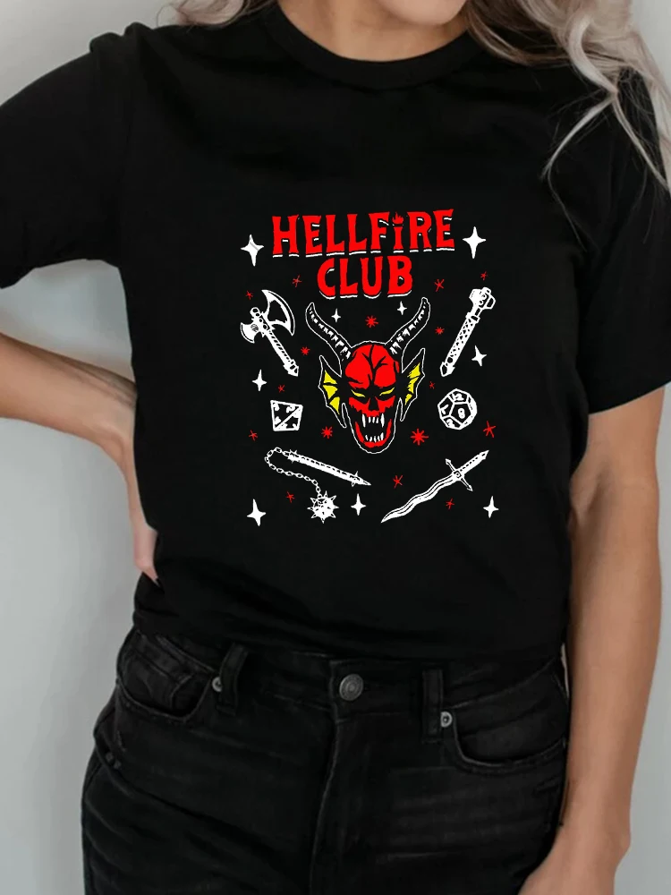 

Stranger Things Hellfire Club T Shirts Women Harajuku Graphic Printed Tops Fashion Crewneck Tshirt Summer Casual Female T-Shirts