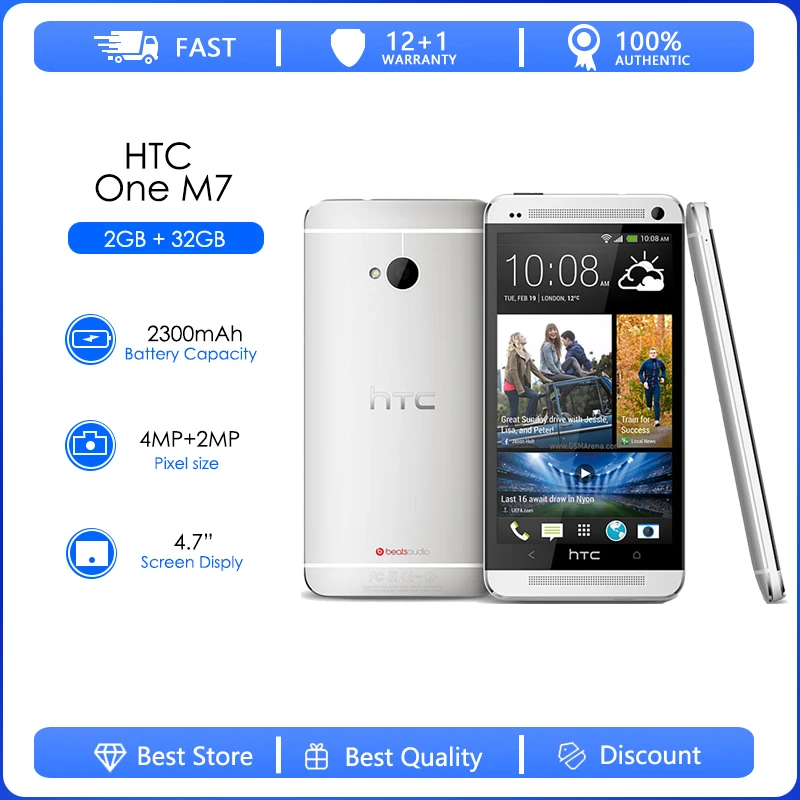 

HTC One M7 Refurbished-Original Unlocked ONE M7 2GB RAM 32GB ROM Smartphone 4.7inch Screen Android 5.0 Quad Core phone