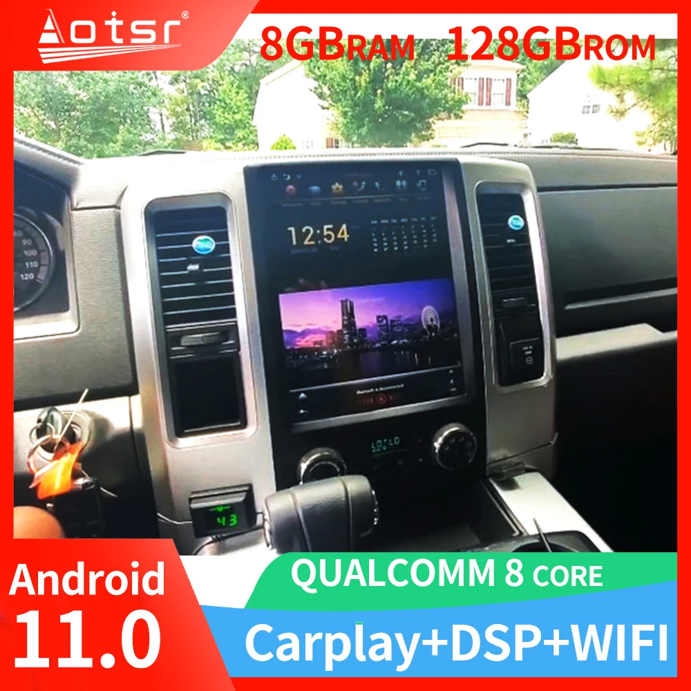 Qualcomm 8-core Android 11.0 Tesla Style CarPlay Car Radio For Dodge RAM 1500 2500 2008 - 2022 Stereo autoradio player GPS Navi