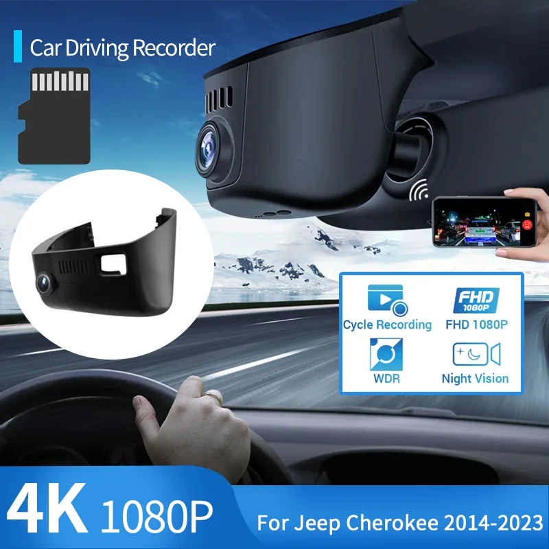 

for Jeep Cherokee KL 2014~2023 2022 1080P Wifi Car Driving Recorder Easy To Install Car DVR Wifi Video Recorder Dash Cam Camera