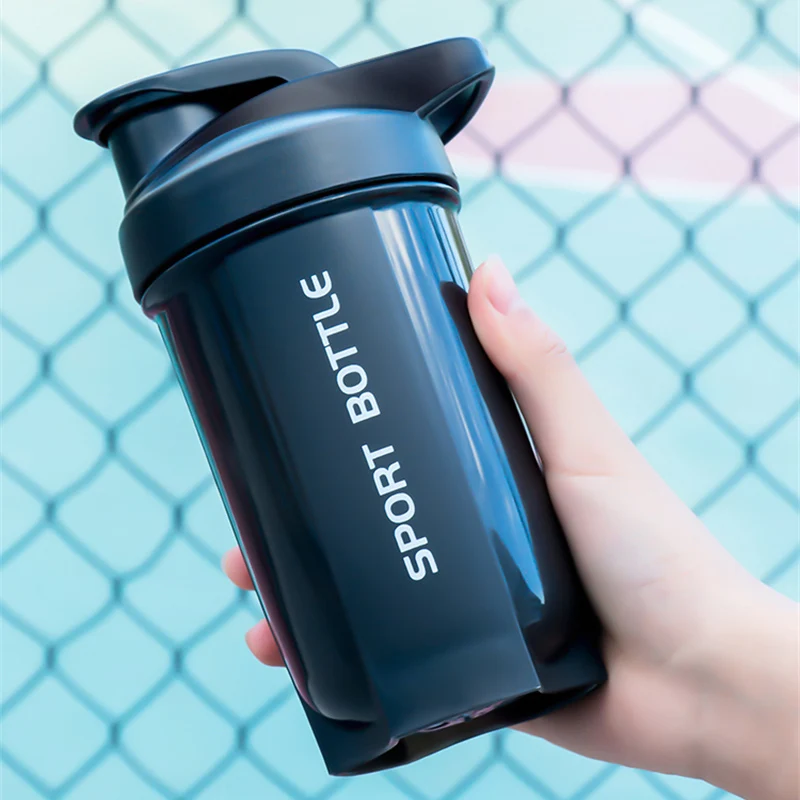 600ml Sports Water Bottle for Gym Mixing Whey Protein Shaker Blender Cup Measurement Marking Drinking Tumbler Portable Drinkware