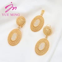 ym jewelry sets for women dubai gold color crystal necklace pendant nigerian wedding party women fashion copper earrings set