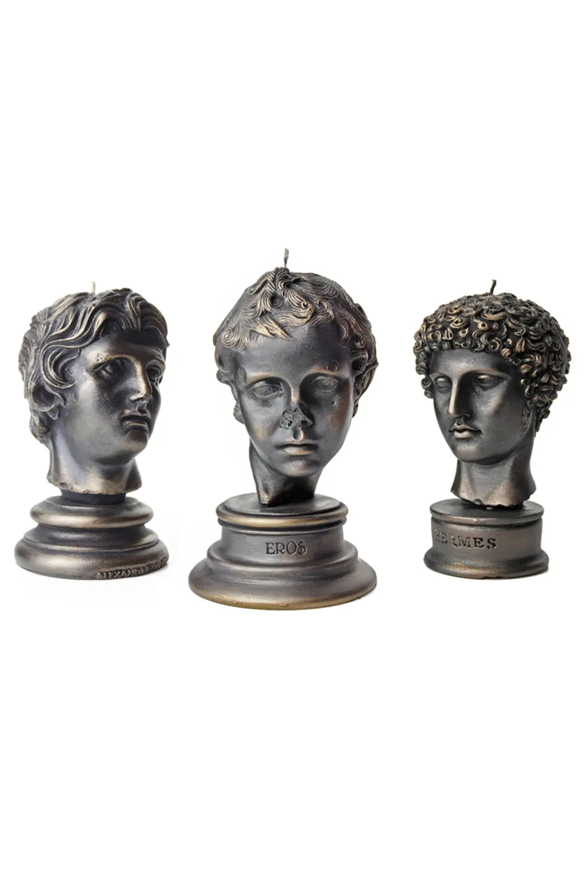 

Candle Bust Decorative Sculpture Candle Alexander the Great Eros Hermes Antique Gold