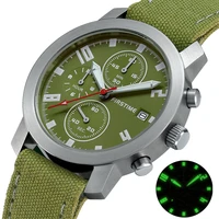 watch for men pilot chronograph multifunction sports quartz wristwatch sapphire super luminous 5atm date clock canvas bracelet