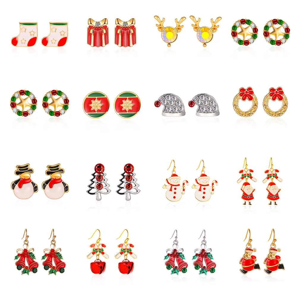 

3 Pairs New Design Trendy Christmas Earrings Set For Women Snowman Santa Claus Earrings Hot Christmas Gifts For Lovers Friends