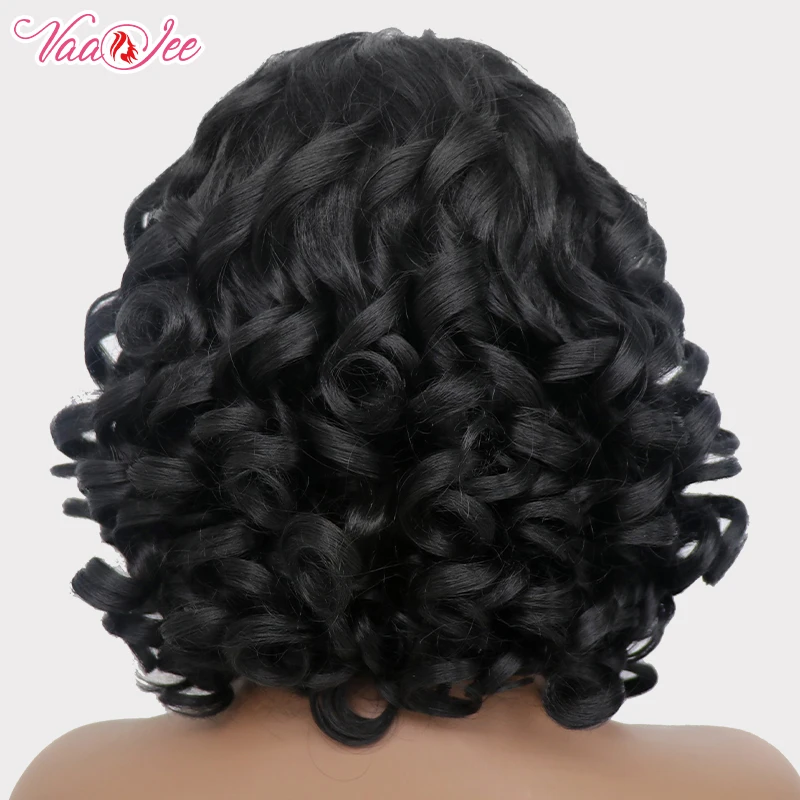 Short Hair Afro Curly Wig with Bangs for Black Women Synthetic Hair Natural Shoulder Length Fluffy Cosplay Loose Curly Wigs