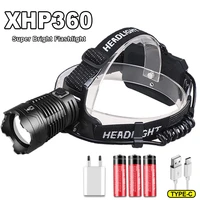 xhp360 high power led headlamp 5000000lm super bright outdoor torch long shot 3000m tactical headlight cum emergency power bank