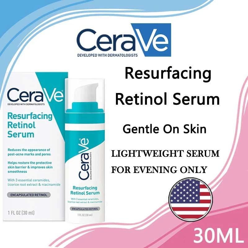 

CeraVe Resurfacing Retinol Serum 30ml Anti-wrinkle And Aging Reduce Fine Lines Fade Post-Acne Marks Pores Brightening Skin Care