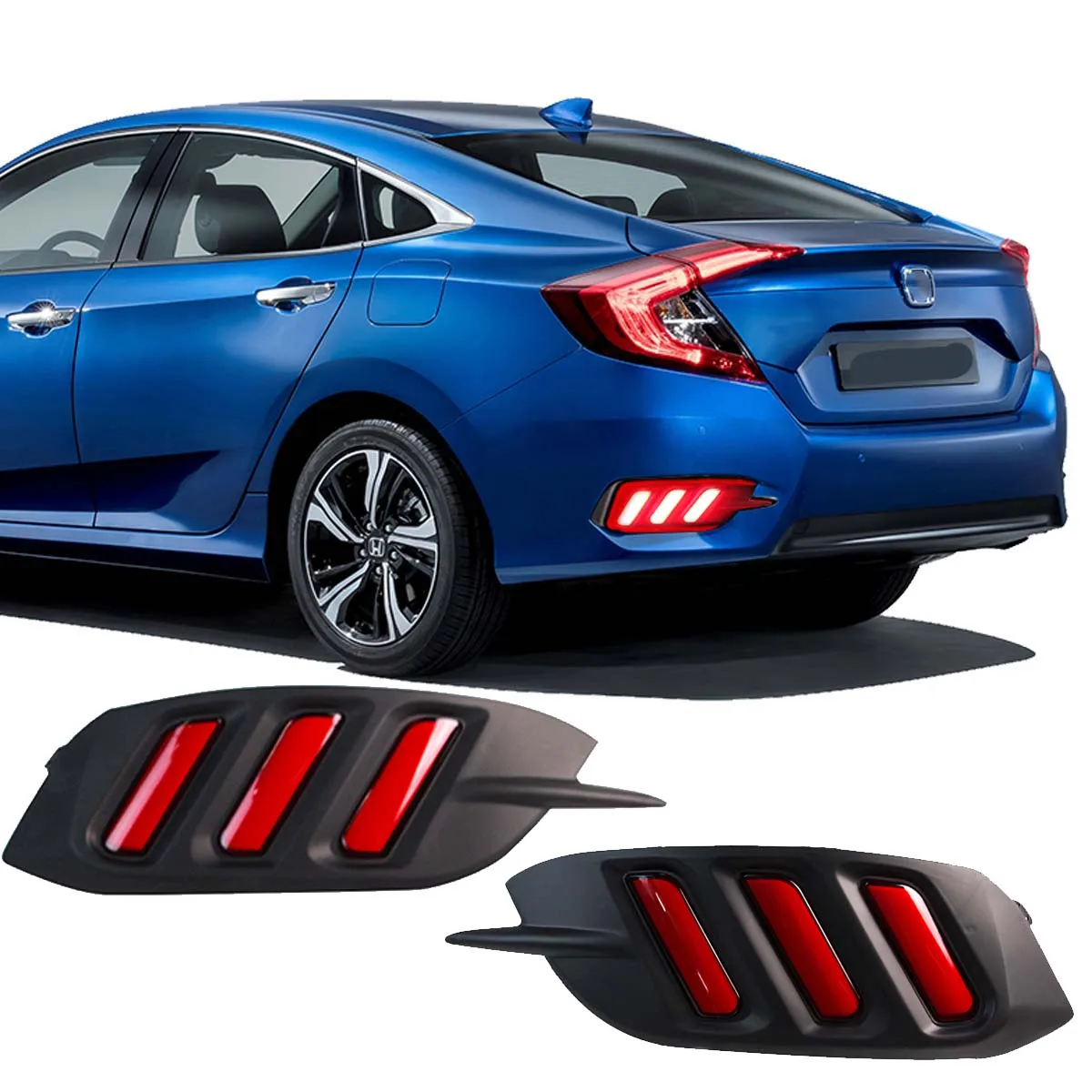 

2PCS Rear Bumper Reflector Light For HONDA Civic 2016-2017 With 2&3 Function