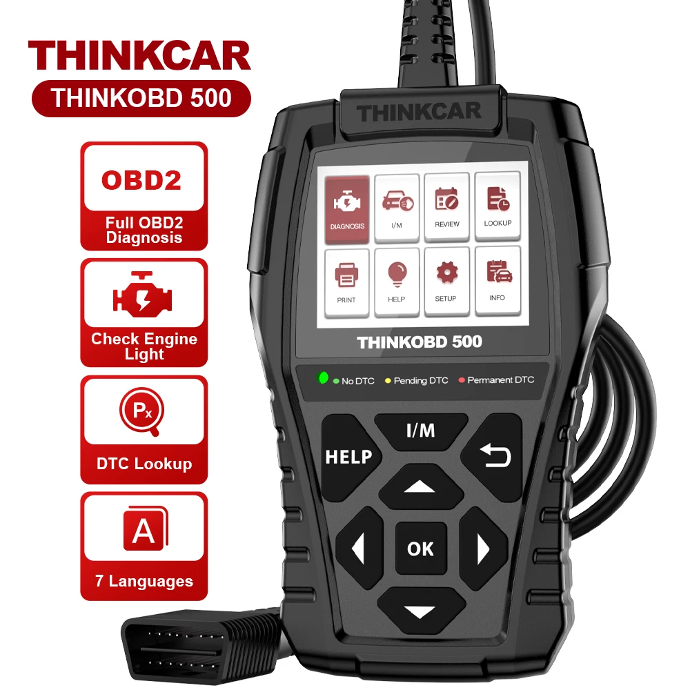 

THINKOBD 500 OBD2 Scanner Auto diagnostic tool scan tools Engine Light full OBDII functions code reader DTC Lookup VIN update