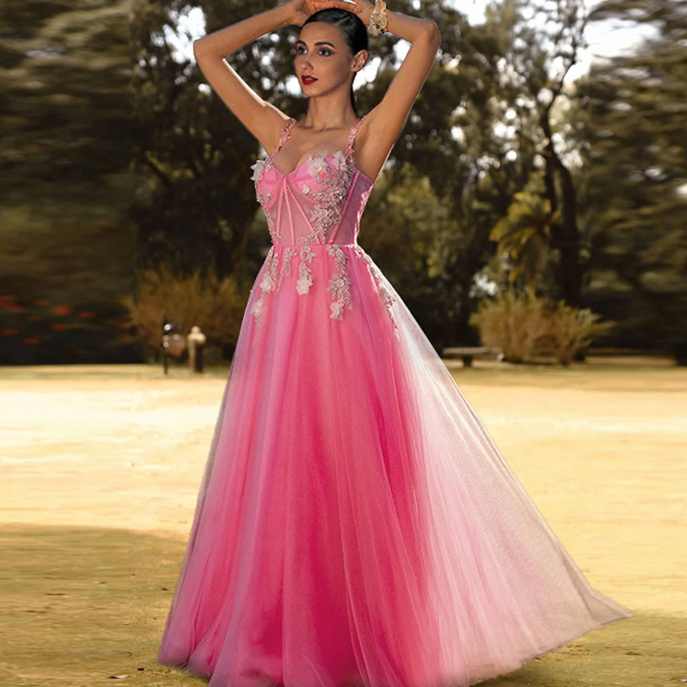 

Stunning Party Dresses A Line Corset Puffy Sweetheart Prom Birthday Dress Sleeveless Appliques Floor Length Tulle Evening Gowns