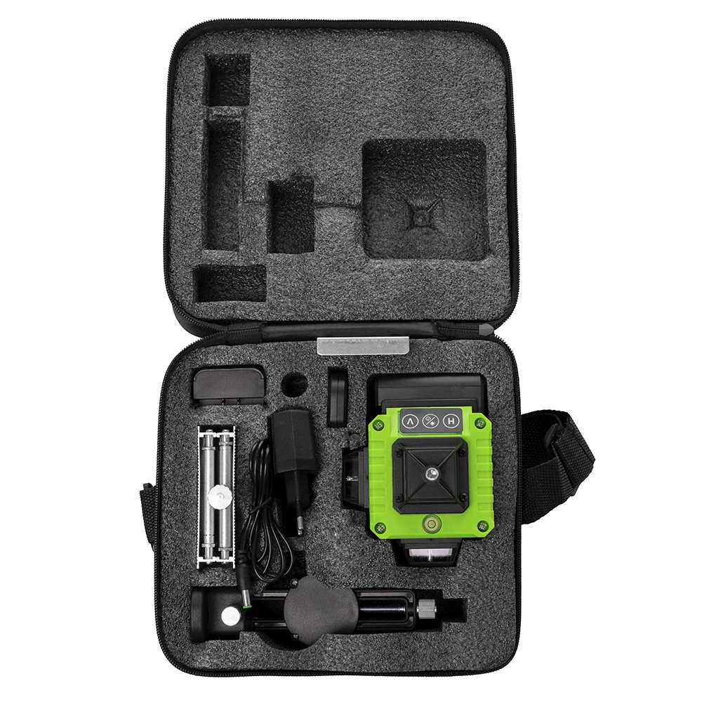 Лазерный уровень Hibiru 4D Q-Basic 201 16 зеленых лучей два аккумулятора. Откалиброван