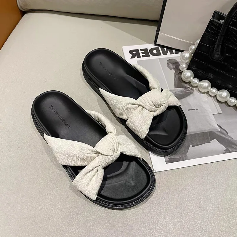 2022 version slippers in the summer of women's outer wear half slipper soft bottom flat shoes