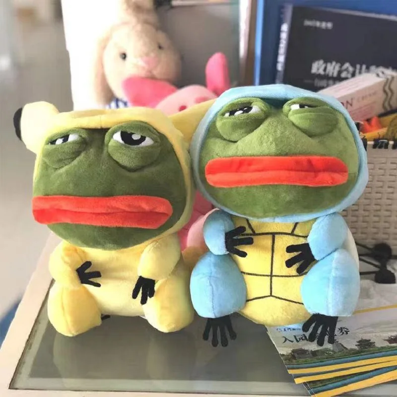 

25cm Pokemon Animation Pikachu Cos Sadness Frog Kawaii Spoof Children's Plush Toys Christmas Gift Birthday Surprise