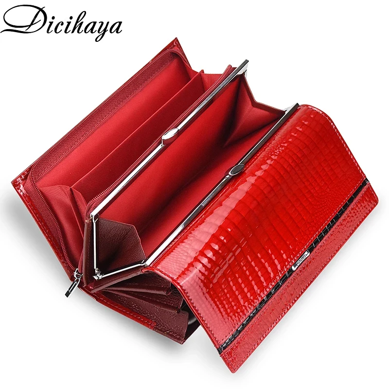

DICIHAYA Women Clutch Genuine Leather Wallet Female Long Wallets Women Zipper Purse Crocodile Money Bag Purse Phone Bags