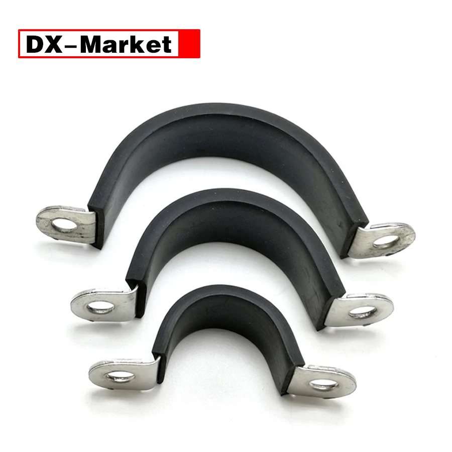【15mm Width】6mm-200mm 304 Stainless Steel Saddle Clamp Cable Fixing Clip ,C Type Rubber Clamps ,C003