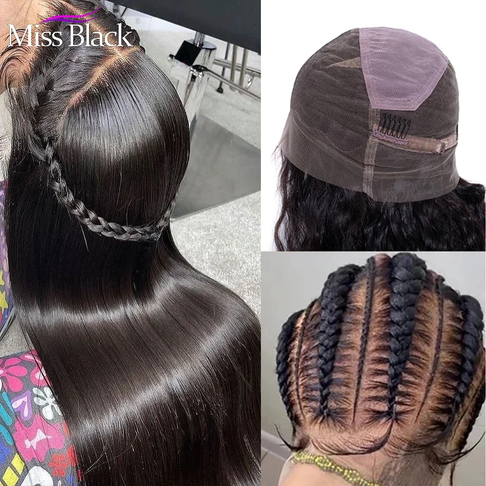 Peluca de cabello humano liso de 30 y 32 pulgadas para mujeres negras, pelo Remy brasileño predespuntado con encaje transparente