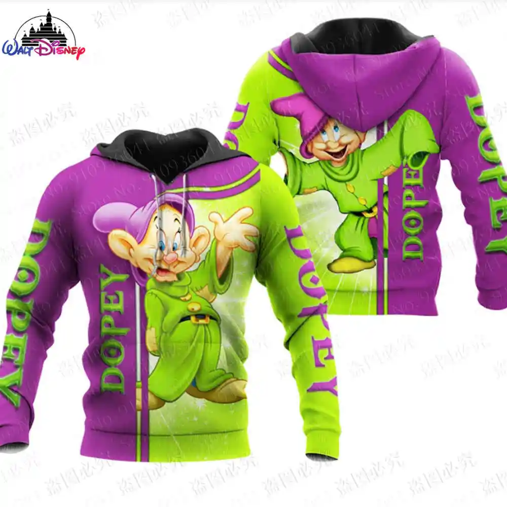 Seven Dwarfs Dopey Disney men women 3D Print High quality Fleece Zipper/ Hoodies parent-child Pullover Tops