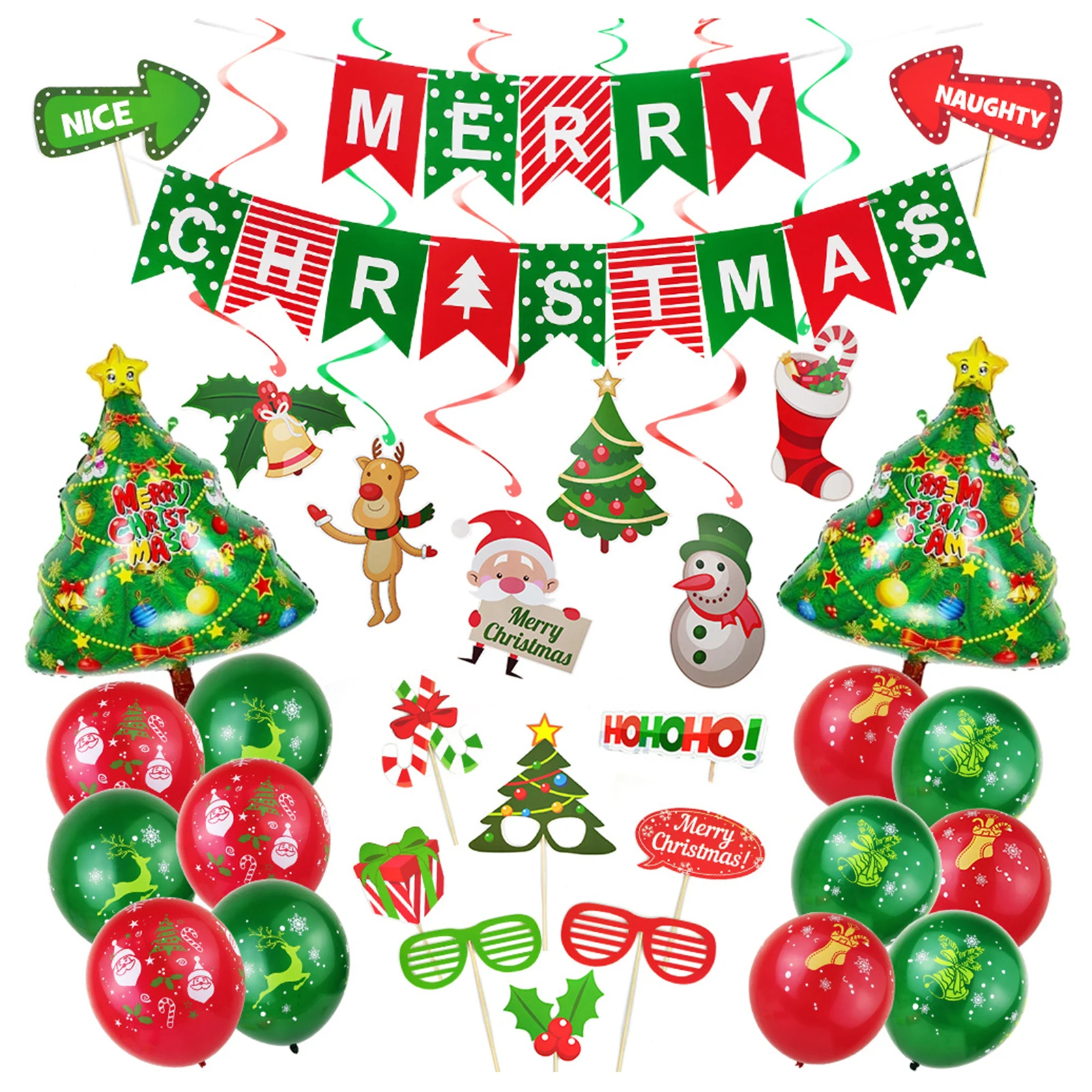 Рождественский тематический набор воздушных шаров из фольги и баннеров