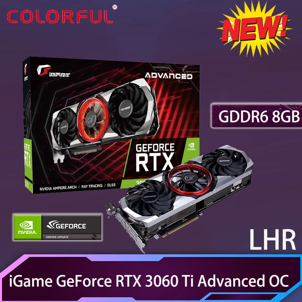 

New GDDR6 Colorful iGame GeForce RTX 3060 Ti Advanced OC LHR Graphics Cards 8GB 256bit PCIE4.0 NVIDIA rtx 3060Ti GPU Video Cards