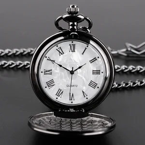 Imported Fashion 37CM Fob Chain Smooth steel Quartz Pocket Watch Vintage Roman Nmber Dial Pendant Fob Watch G