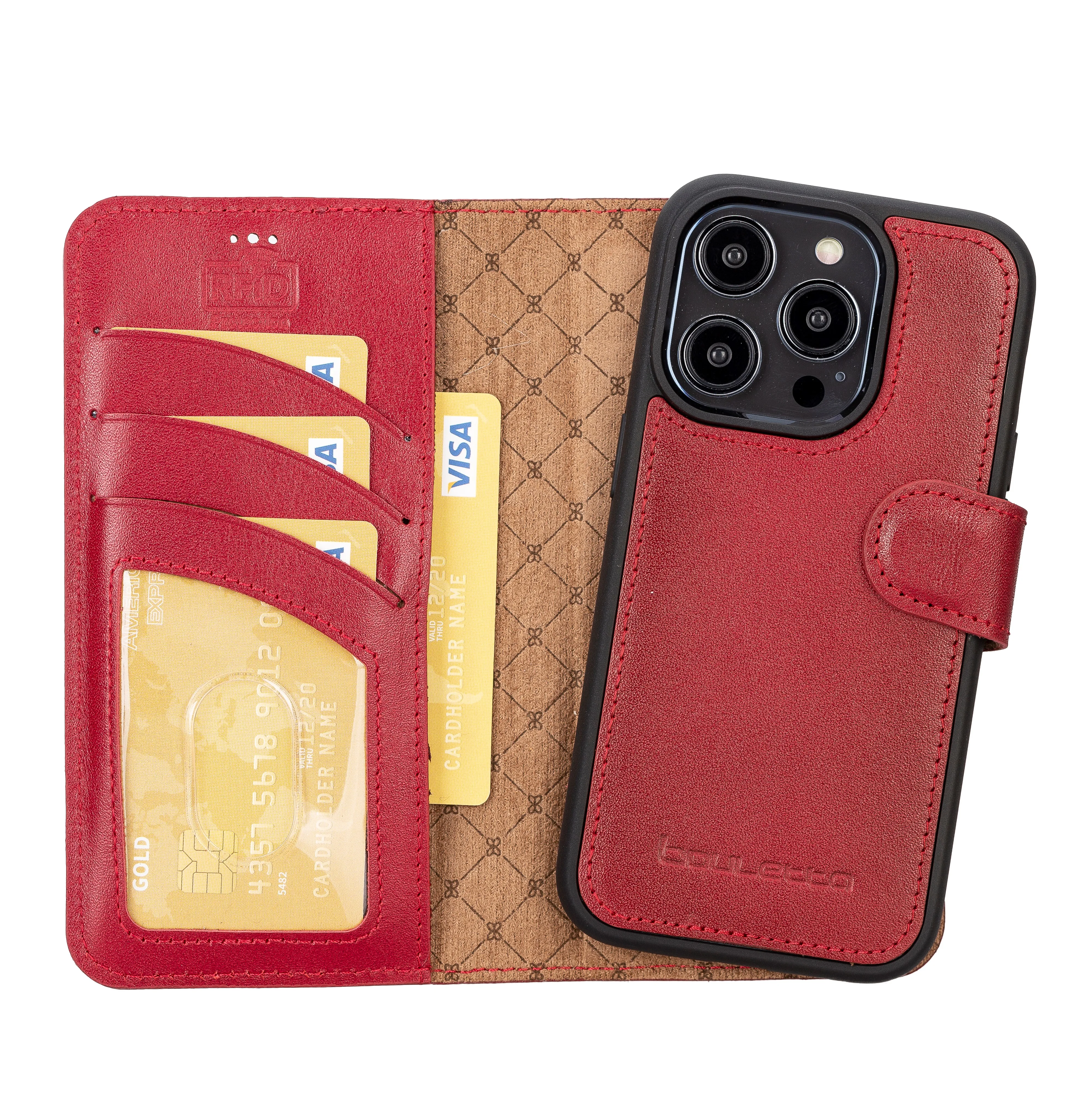 

Чехол-бумажник из натуральной кожи для iPhone 14 Pro 6,1 дюйма с RFID-защитой