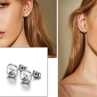 big cubic zirconia titanium stud earrings white red black hypoallergenic earrings for women girls