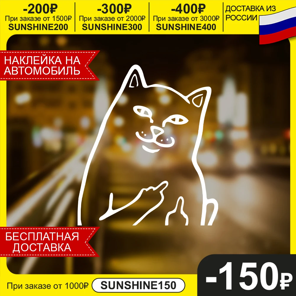 Автомобильная виниловая наклейка Котик С Факами