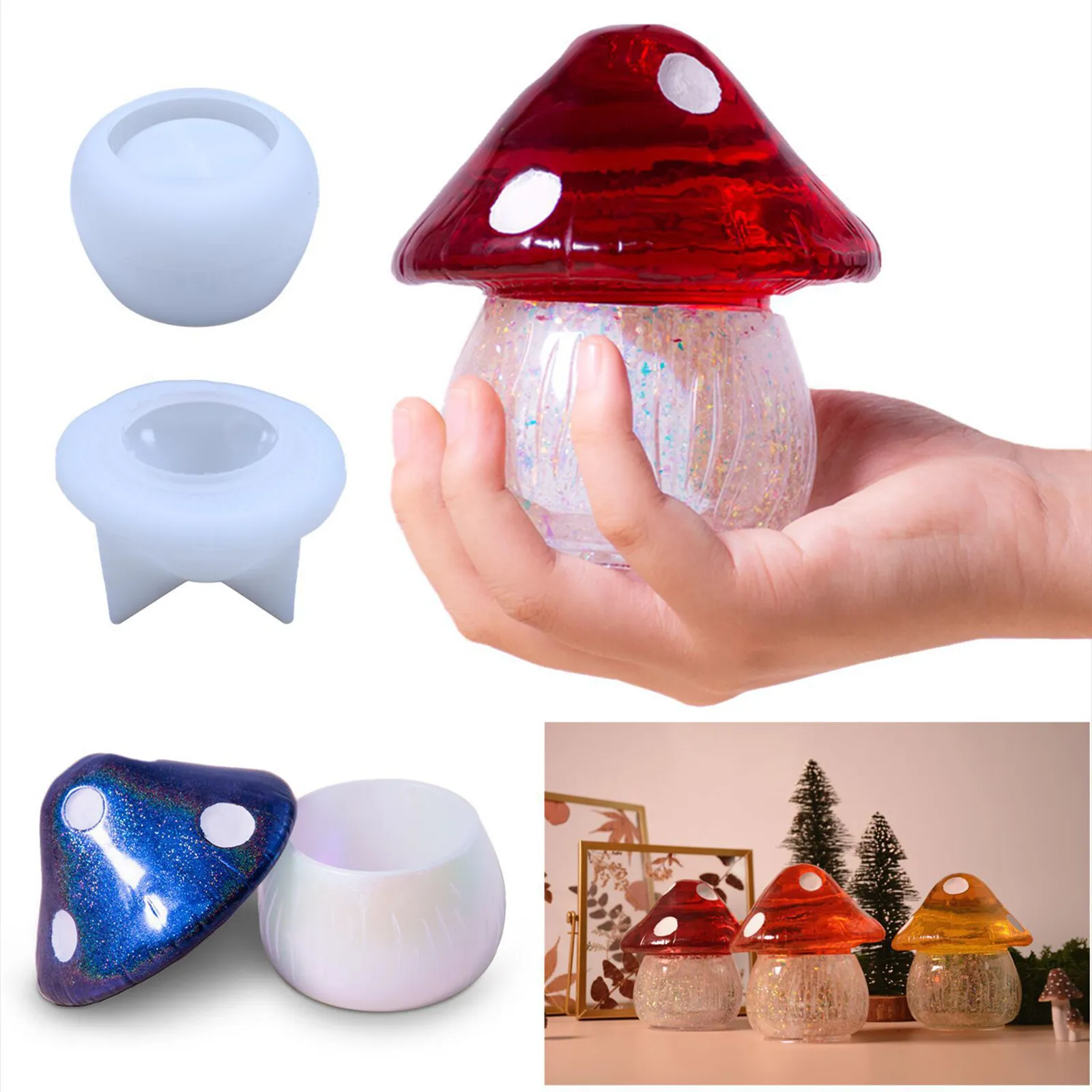 Силиконовая форма DIY Crystal Jewelry Грибная смола Эпоксидный ящик для хранения ювелирных изделий