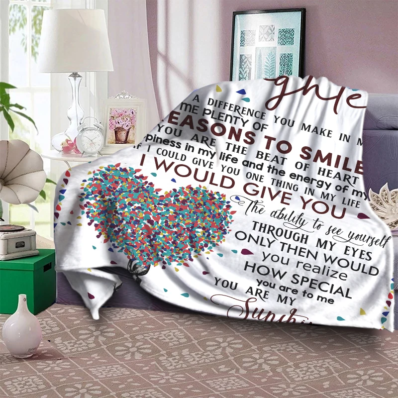 

Letters to Daughter Blanket Creative Design 3D Printed Throw Blanket Ultra Warm Breathable Home Textiles Travel Picnic Quilt