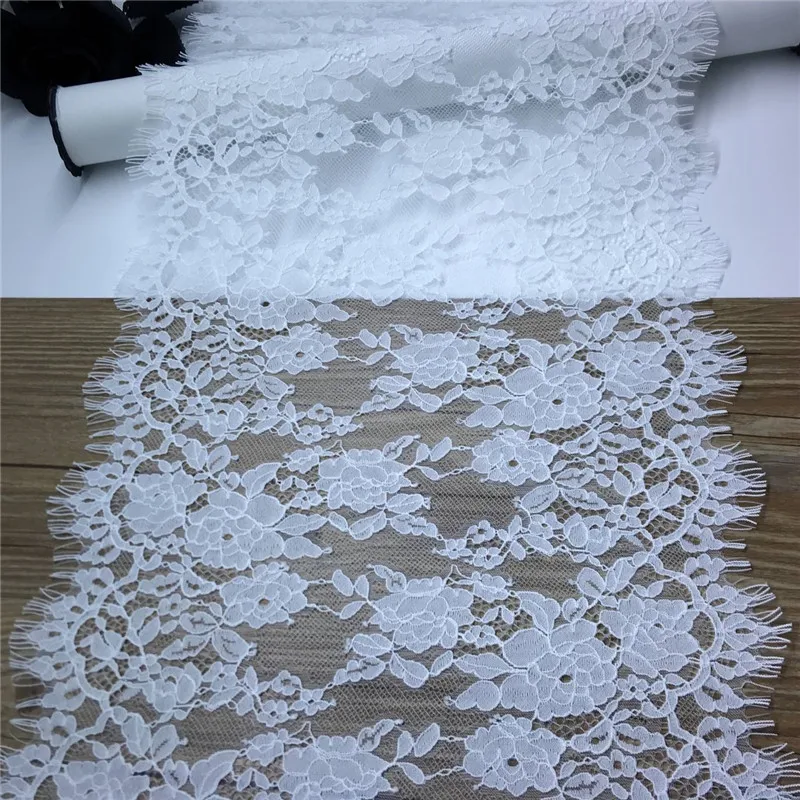 Chantilly Lace Trim DIY Bridal Wedding Dress Lace Fabrics Accessories White Color  Eyelash Lace For Clothing Needle Work