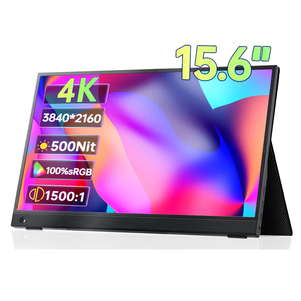 

15.6 Inch 4K UHD Portable Monitor 500Nit 100%sRGB FreeSync Type-C 3.1 IPS Screen Gaming Moblie Display For XBox PS4/5 Switch PC