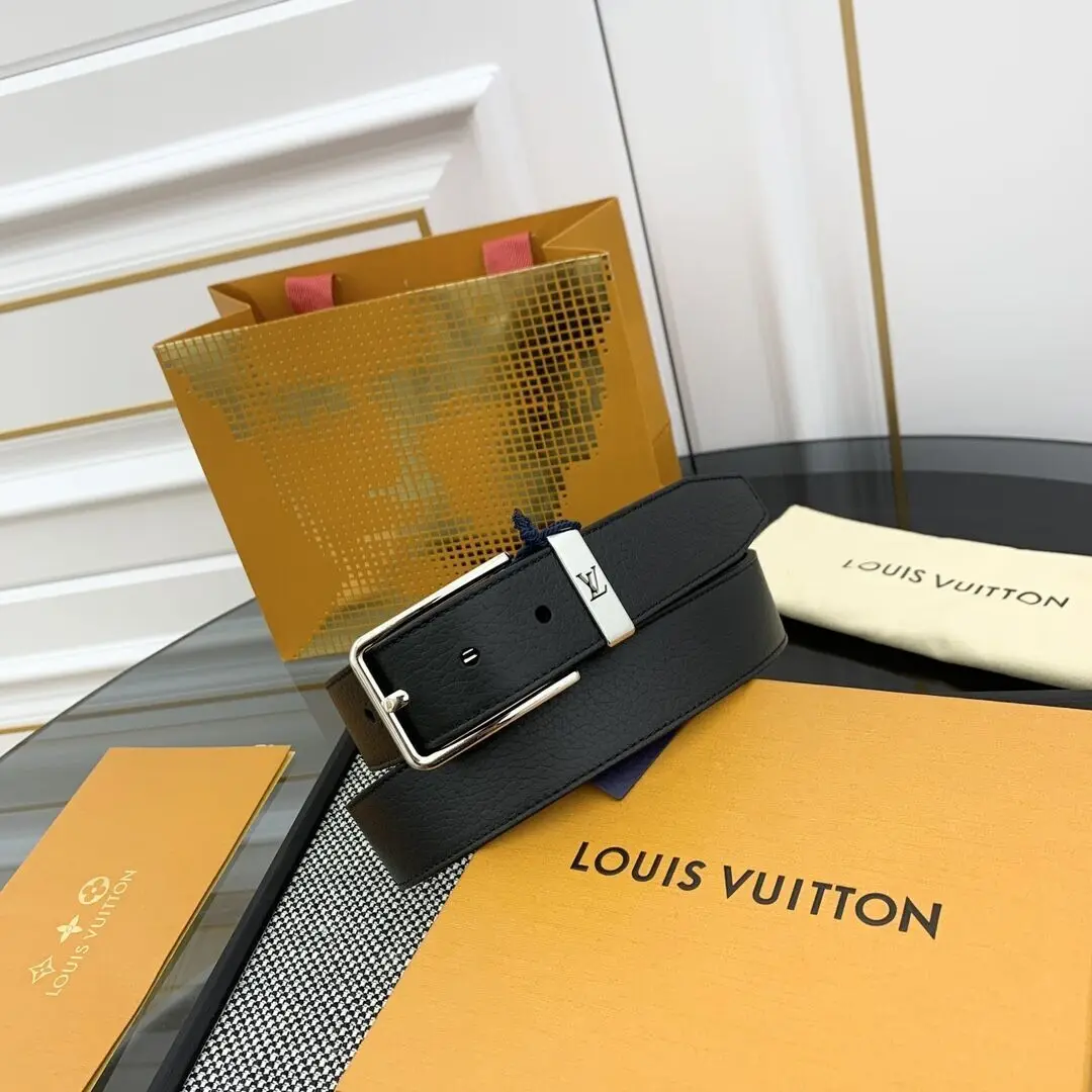 точная копия 1:1 Модный Новый Aurillon В Стиле Louis Vuitton Копия КлассичесКого Бутикового Металлического Кольца Мужской Ремень Из ВолоВьей Кожи