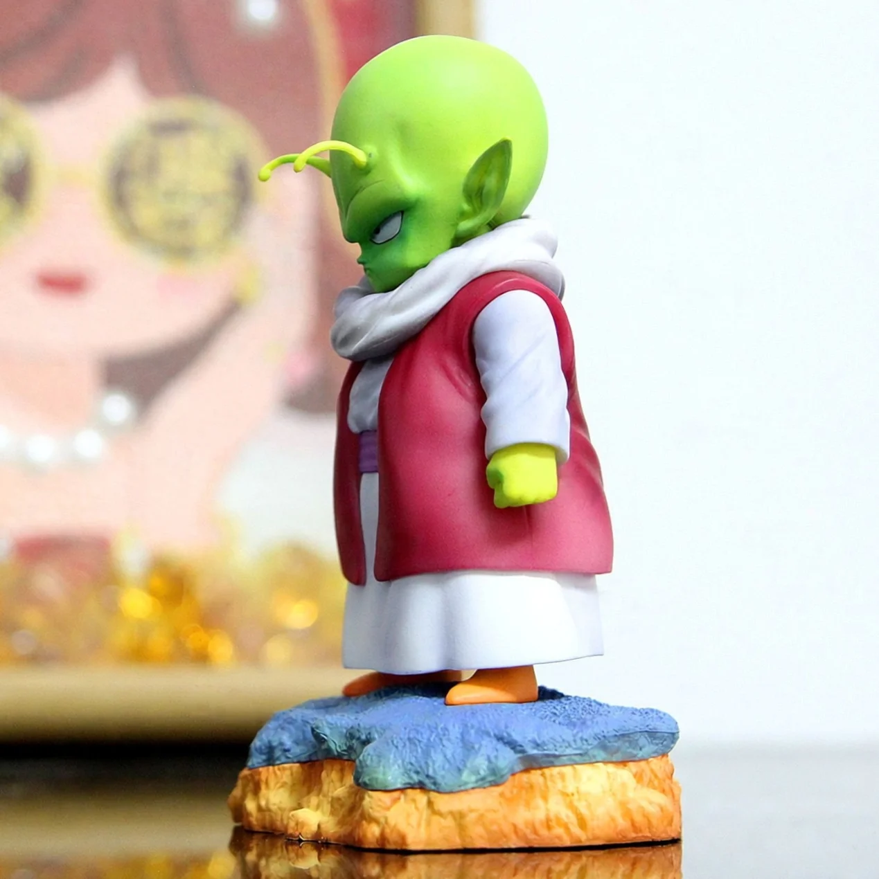 Фигурка Денде из Dragon Ball Z - статуэтка наёмного воина с планеты Намек с каменной подставкой, 13 см, подвижная, коллекционная модель аниме-персонажа для рабочего стола (art.: 3920db777fafa) - 3920db777fafa