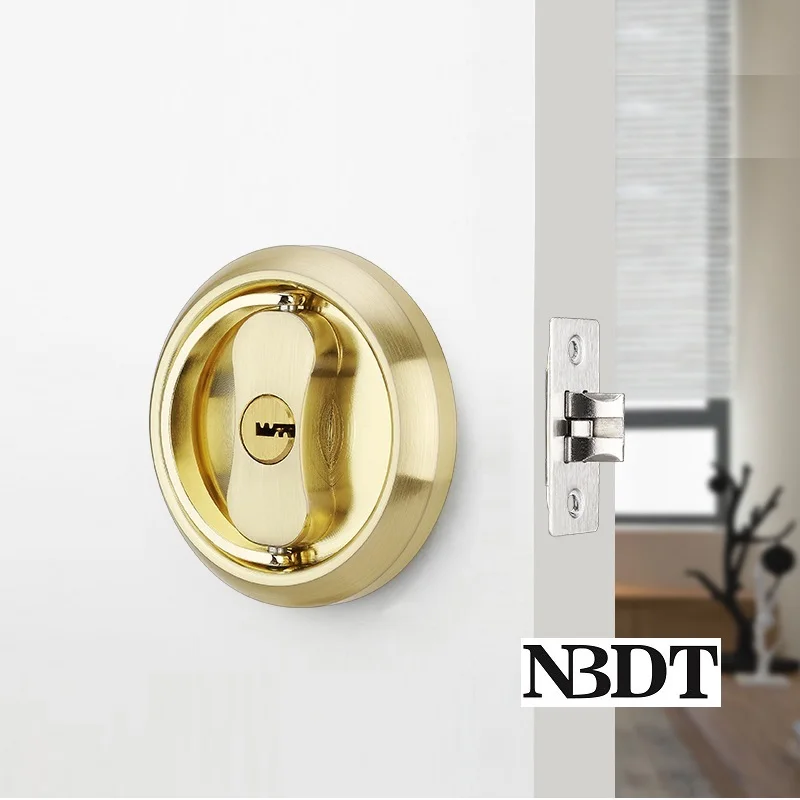 

Stainless Steel Door Lock Conceal Thin Ring Pull Double Slam Bolt Bedroom Balcony Gold Bronze Black