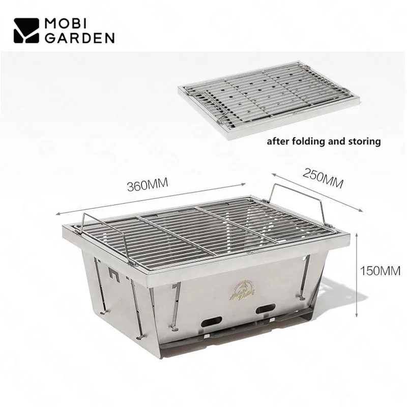 

MOBI Garden Outdoor BBQ IGT Grill Stainless Steel Folding Charcoal Grill Picnic Portable Stove Camping Accessories Cookware