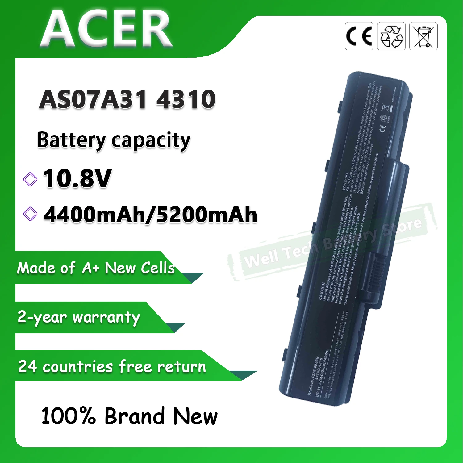 AS07A31 4310 Аккумулятор для ноутбука ACER Aspire 4730ZG 4730Z 4530 4920G-3A2G16Mn 4920-1A2G12Mi 2930Z-343G16Mn 4330 4230 2930