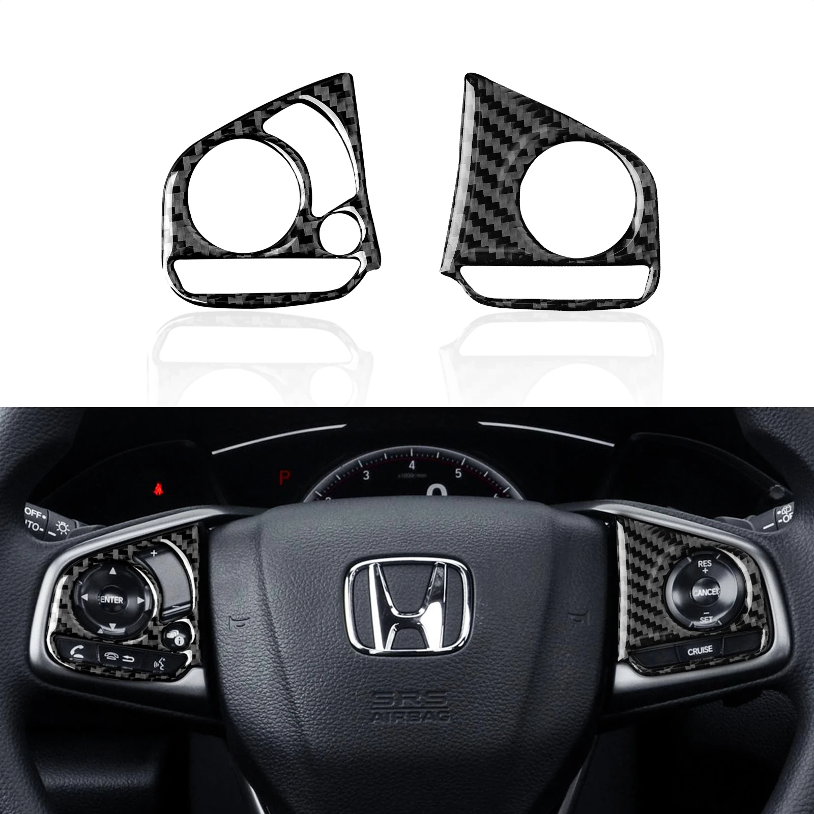 

Carbon Fiber Car Steering Wheel Cover Trim Sticker For Honda Civic 10th Gen 2021 2020 2019 2018 2017 2016 Accessories