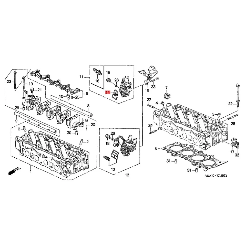 15825-P2M-005 36172-P08-015 Заменяет комплект прокладок соленоида VTEC для Honda Civic 1996 1997 1998 1999 2000