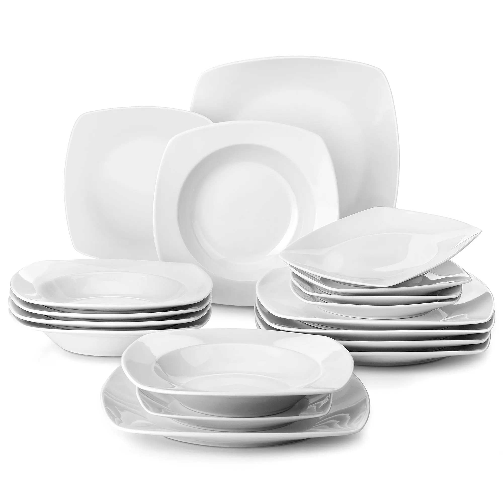 

MALACASA JULIA Classic 18-Piece Ceramic Porcelain Dinnerware Set with 6*Dinner Soup Dessert Plates Tableware Set Service for 6