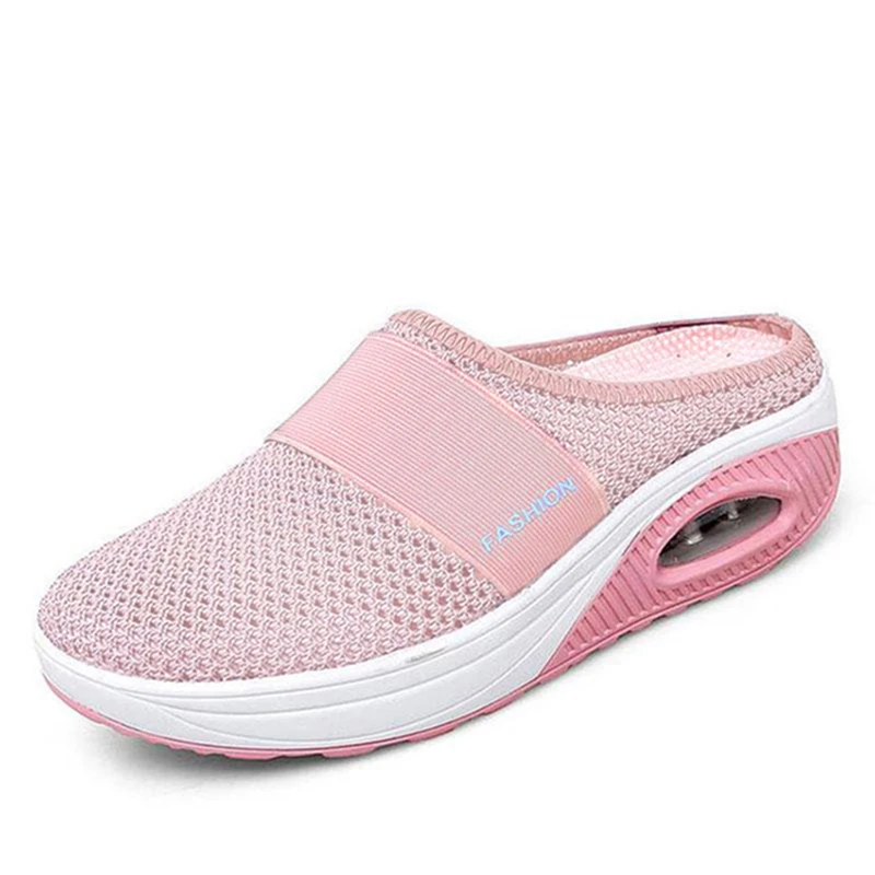 Women Non-slip Without Heels Platform Sneakers Casual Wedge Breathable Mesh Outdoor Walking Slippers Platform Sneakers 2023