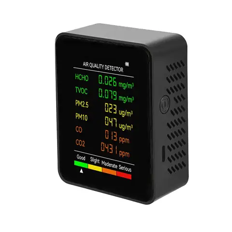 6 в 1 многофункциональный детектор качества воздуха PM2.5 PM10 HCHO TVOC CO CO2 формальдегид монитор ЖК-дисплей домашний тестер