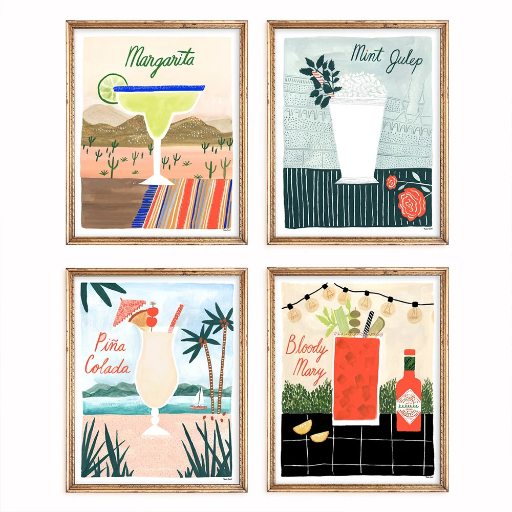 Кровавая Мэри Маргарита Мятная джулеп пина-колada коктейльное настенное