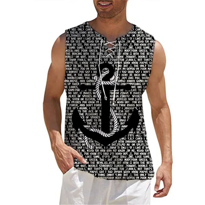 

Fashion New Men's Summer Tank Top Cotton Linen Casual Sleeveless Top Loose Lace Up V-Neck Pocket T-Shirt Men Street Multicolor