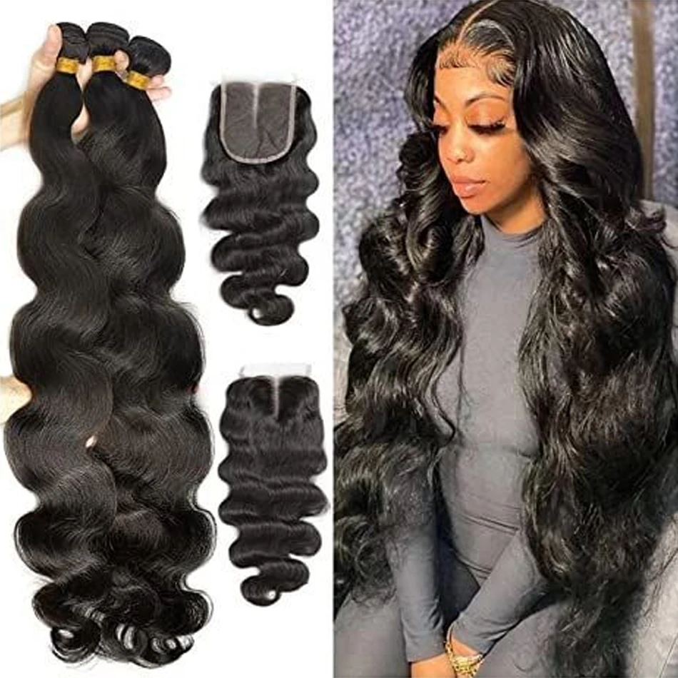 

Body Wave Add 4X4 Top Lace Closure 12A 100% Unprocessed Raw Indian Virgin Hair 3/4 Fast Delivery Human Hair Bundles With Closure